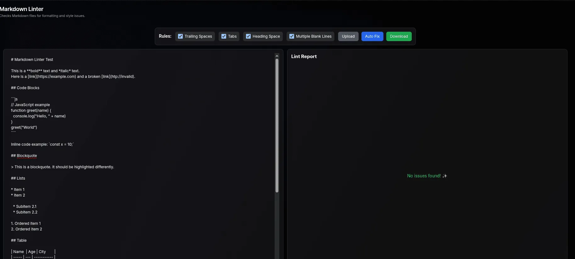 Free Online Markdown Linter Tool | Check Markdown Quality & Style