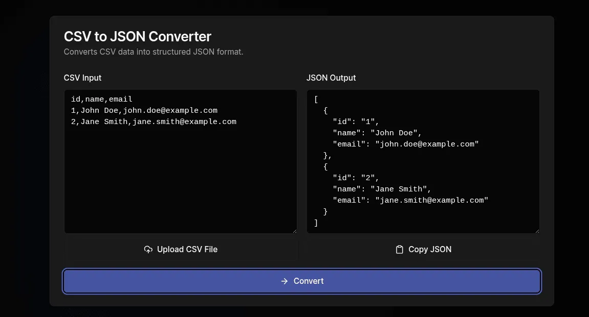 CSV to JSON Converter - Free Online Tool for Data Transformation