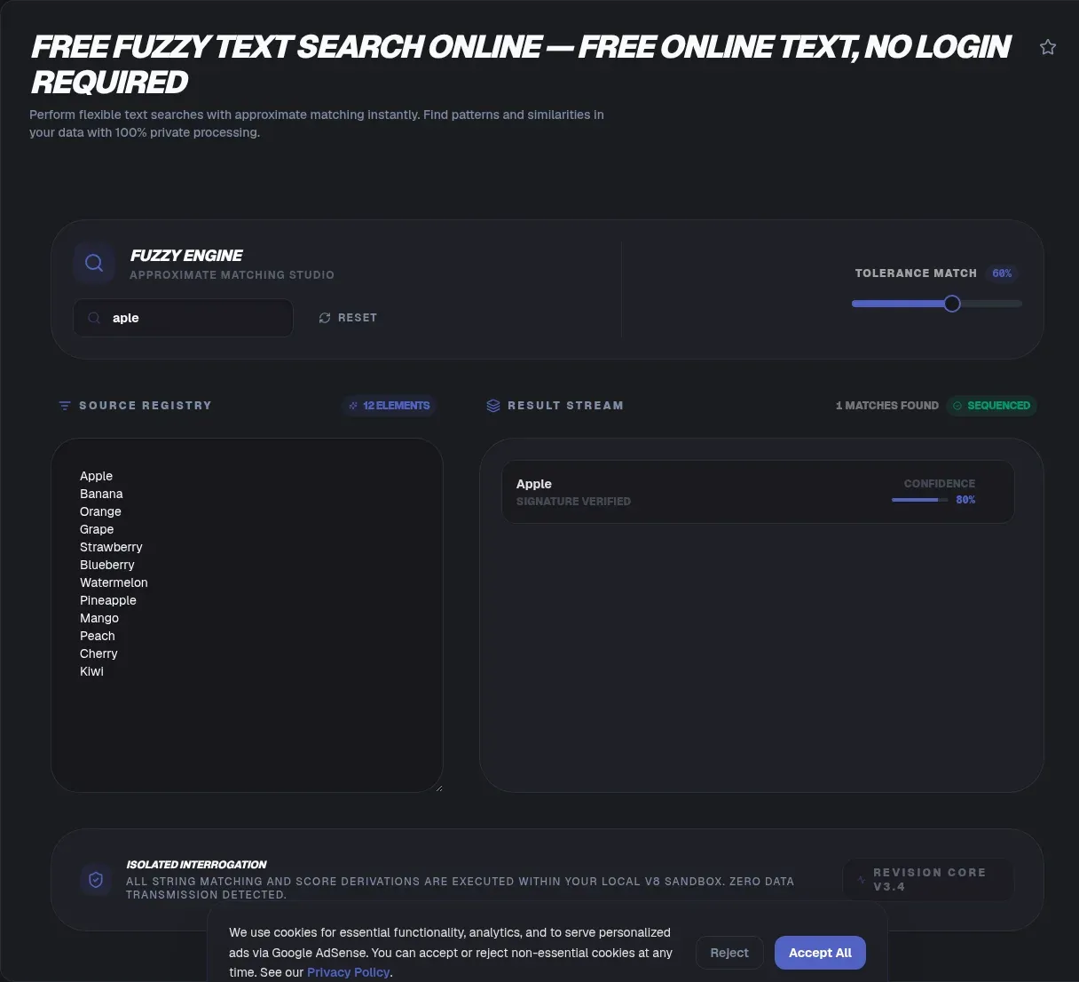 Fuzzy Text Search: Typo-Tolerant Search in Your Browser