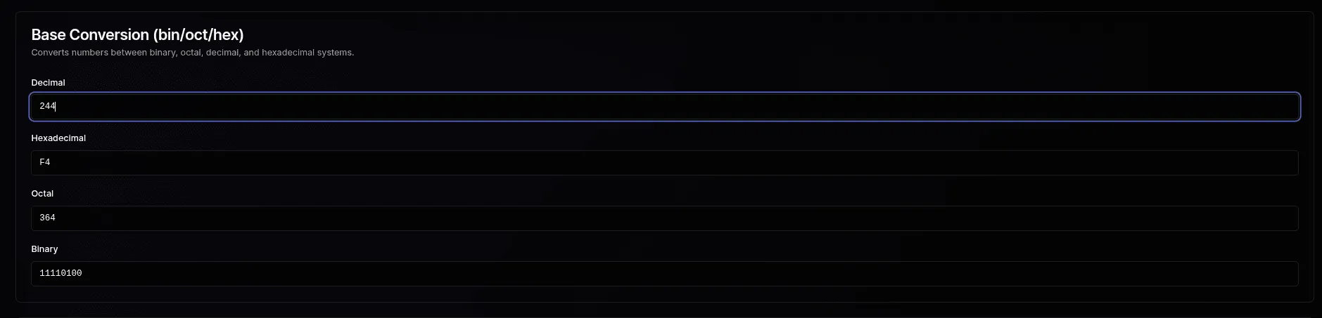 Binary Octal Hex Converter - Free Online Base Conversion Tool