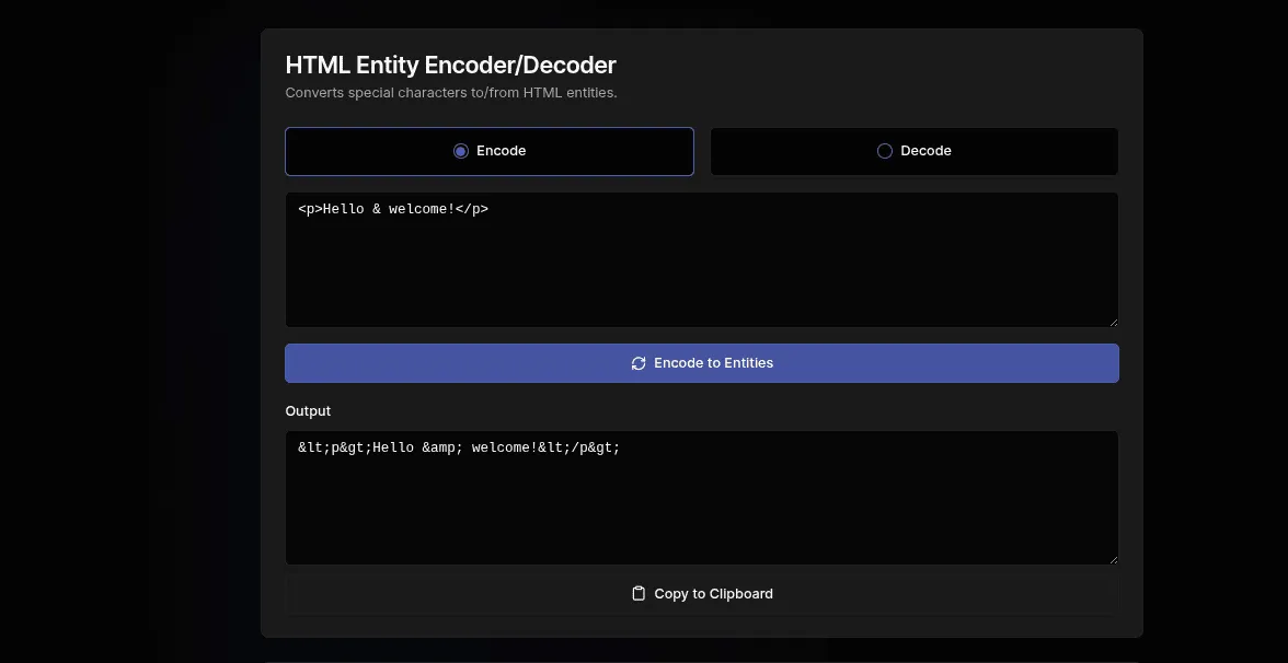 Free HTML Entity Encoder Decoder Online - Character Converter