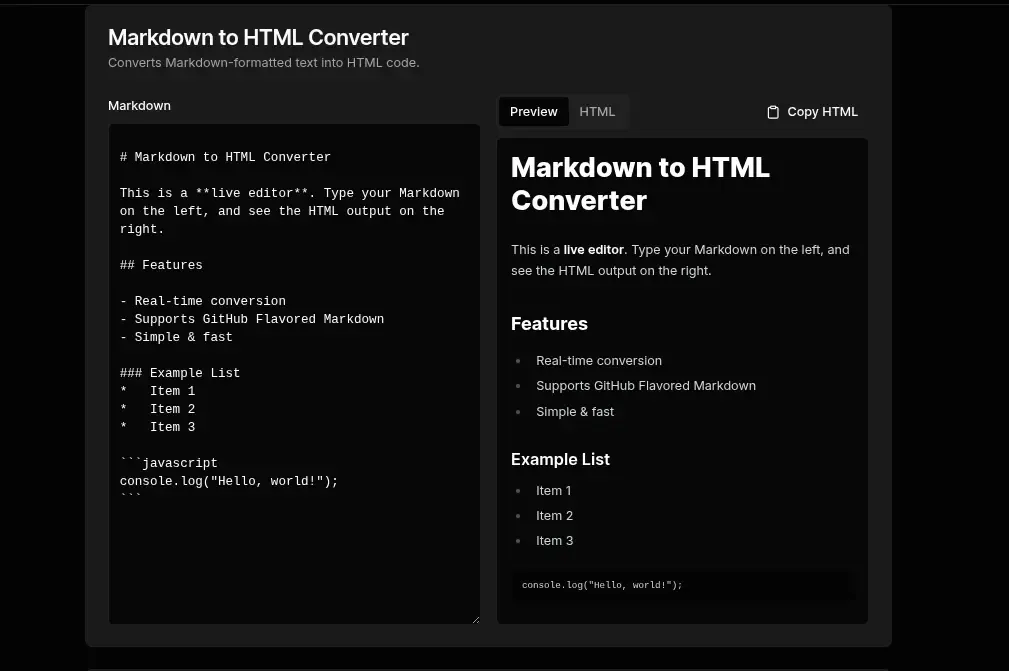Online Markdown to HTML Converter - Free & Easy MD to HTML Tool