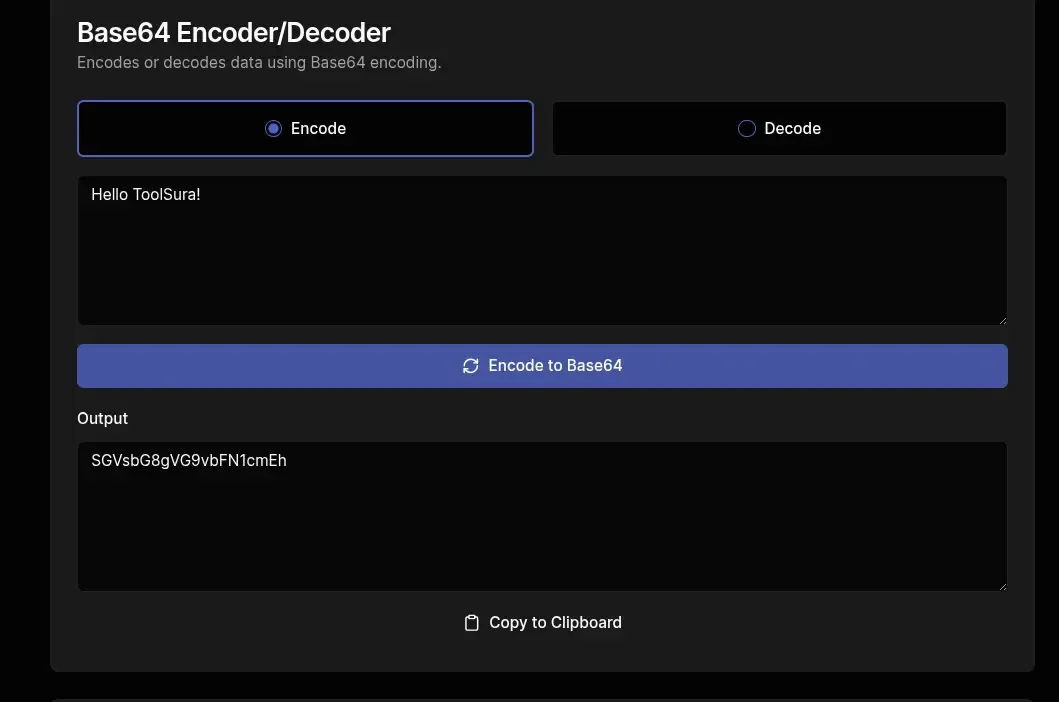 Free Base64 Encoder & Decoder Online | Secure & Fast - ToolSura