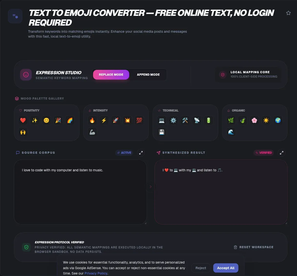 Text to Emoji Converter: Free, Private, Browser-Based