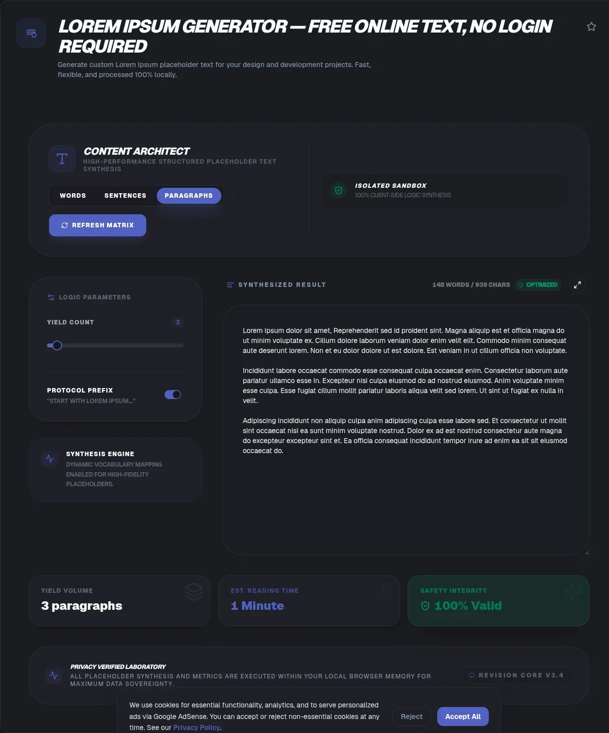 Lorem Ipsum Generator: Free, Private, In-Browser
