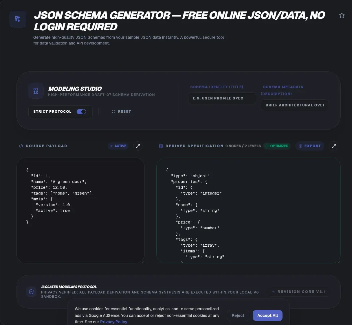 JSON Schema Generator: Build Schemas From Sample JSON Online
