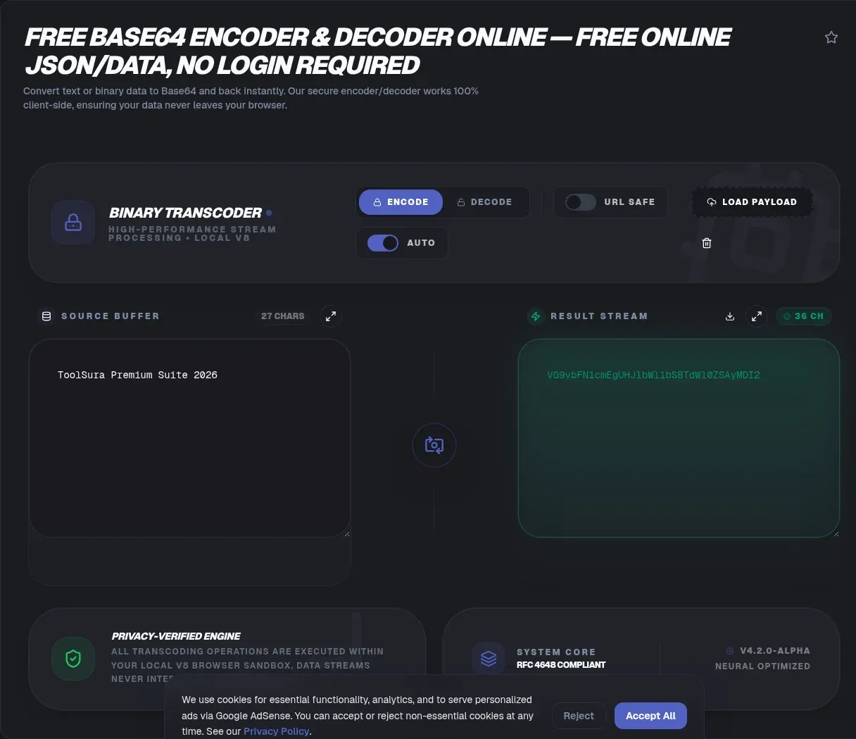 Base64 Encoder & Decoder Online - Free, Private, No Upload
