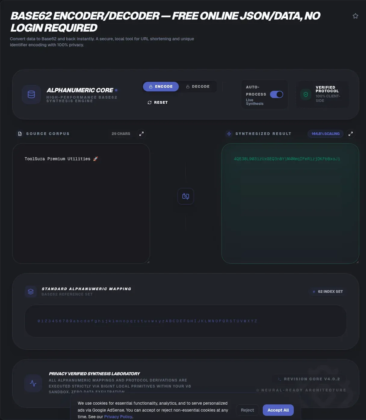 Base62 Encoder/Decoder: Free Online Converter, No Upload